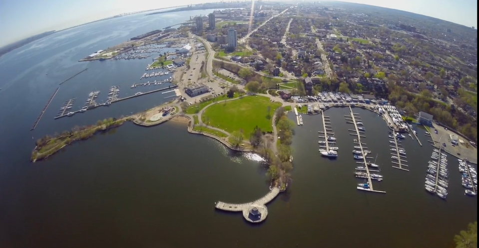 Bird's eye view of Hamilton's waterfront