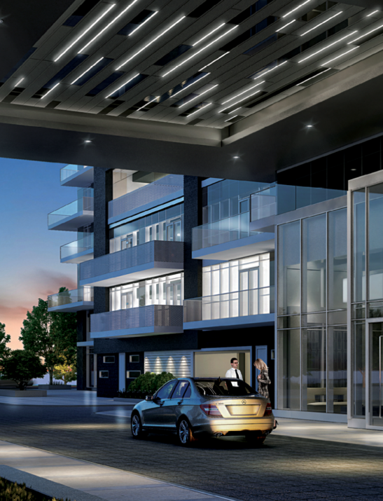 Exterior entrance of Paradigm Condominiums style='width:100%'